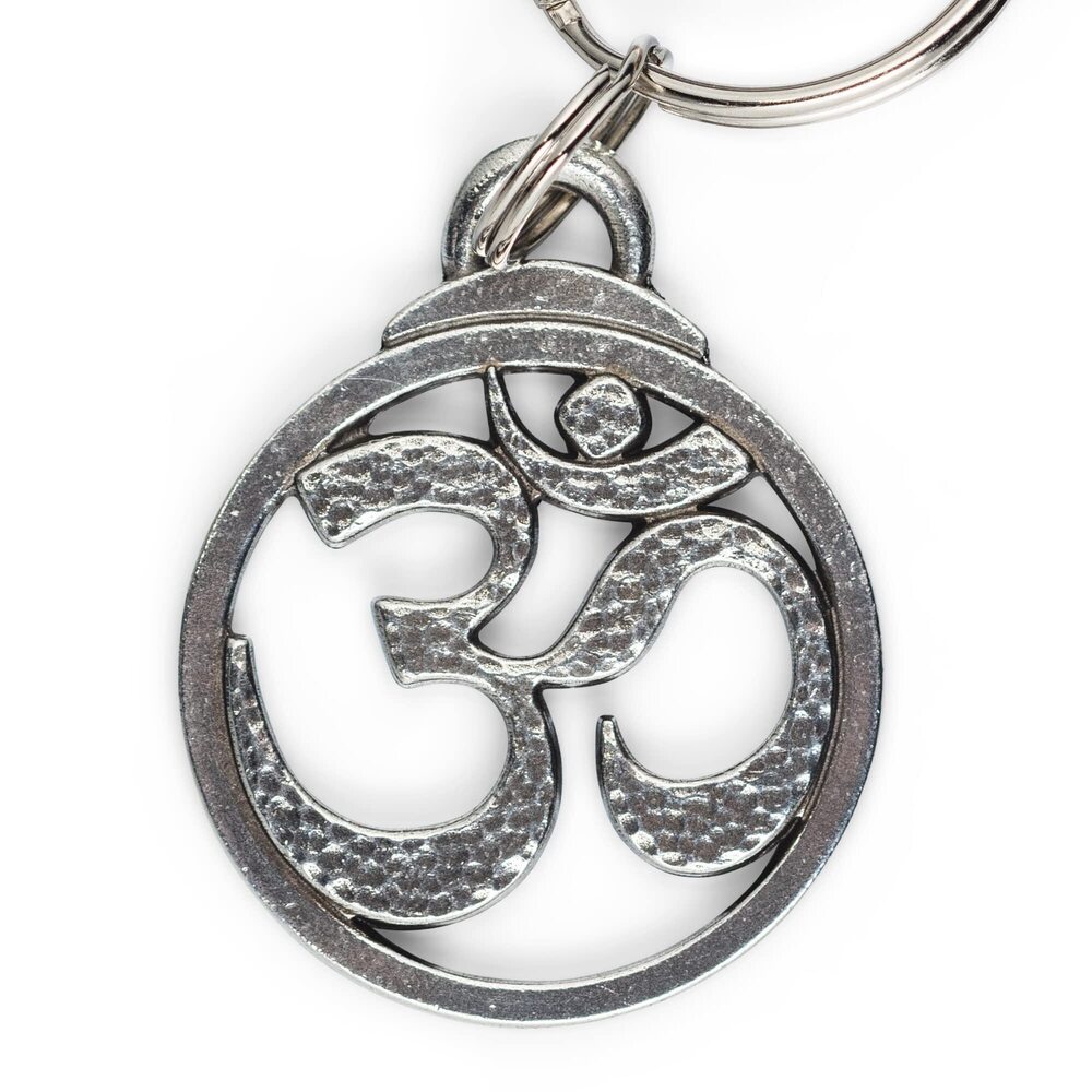 4985 – Pewter Om Keyring – Spiritual & Meditation Charms – Handcast Yoga